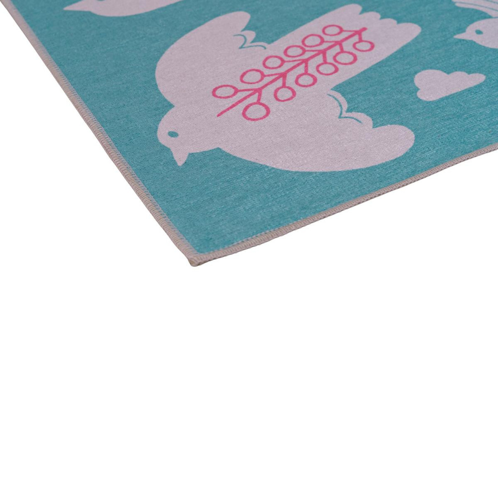 Itsy Bitsy Kids Bird Of Life Mint Yeşili Yıkanabilir Çocuk Halısı 120x160cm görseli 2