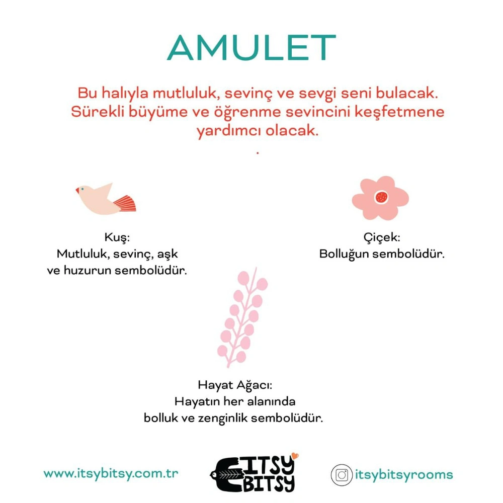 Itsy Bitsy Kids Amulet Bird Mint Yeşili Yıkanabilir Yuvarlak Çocuk Halısı 120cm görseli 4