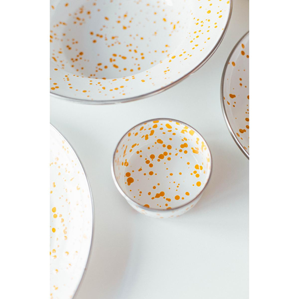 Emaylab Speckles Emaye 4’lü Kapaklı Çerezlik, Kahvaltılık, Reçellik, Zeytinlik, Sunumluk Seti 8cm 200 Ml görseli 2