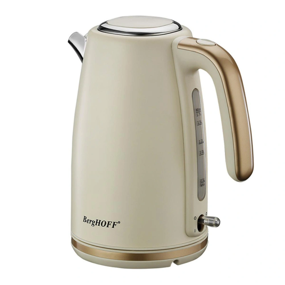Berghoff Gem Pearl 1.7 Litre Vanilya Krem Rengi Gold Modern Su Isiticisi Ve Berghoff Ekmek Kizartma Makinesi görseli 2