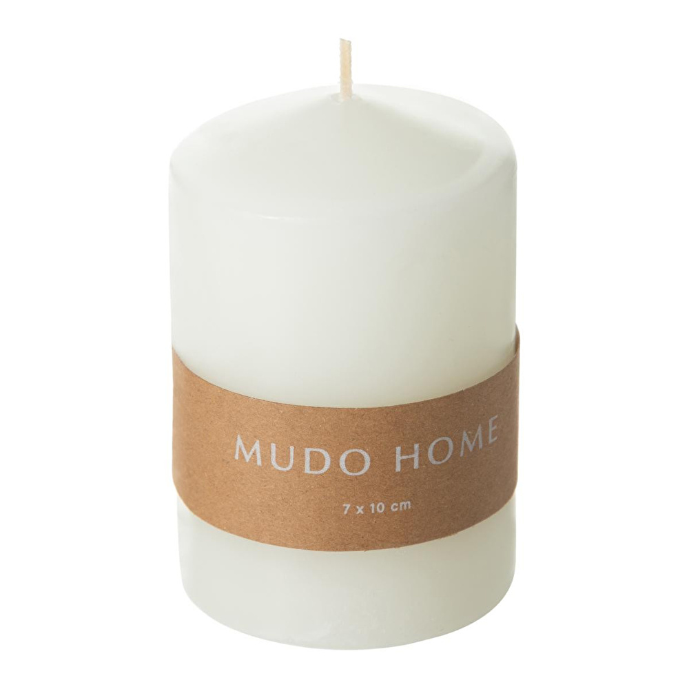 Mudo Home Sütun Mum Beyaz 7x10 Cm görseli 2