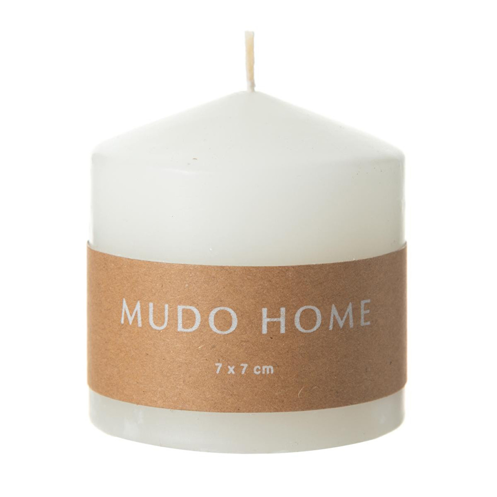 Mudo Home Sütun Mum Beyaz 7x7 Cm görseli 1