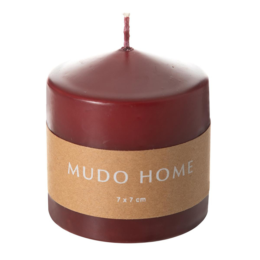 Mudo Home Sütun Mum Bordo 7x7 Cm görseli 2