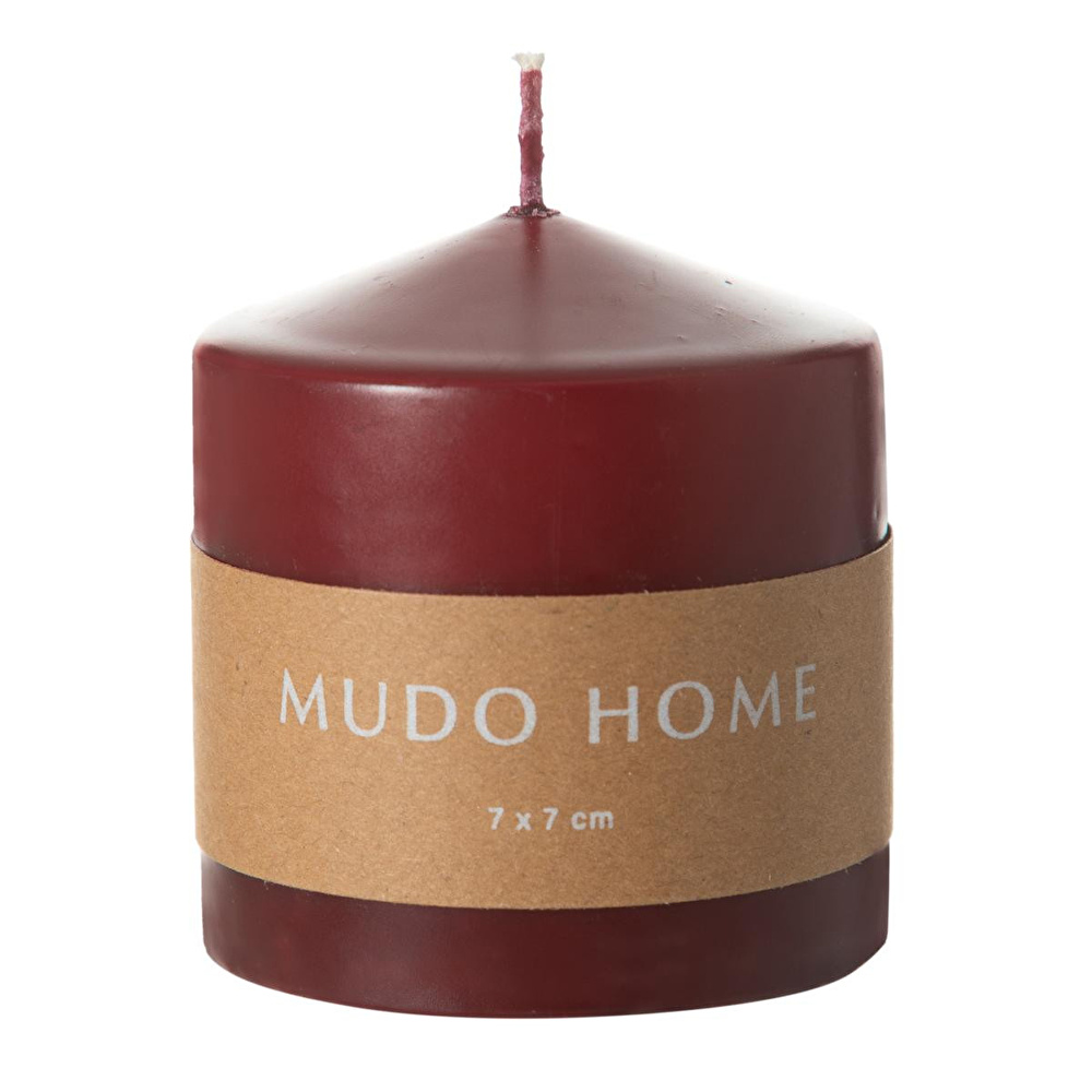 Mudo Home Sütun Mum Bordo 7x7 Cm görseli 1