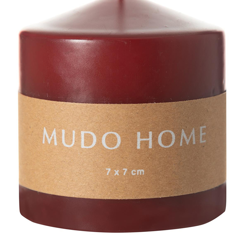 Mudo Home Sütun Mum Bordo 7x7 Cm görseli 3