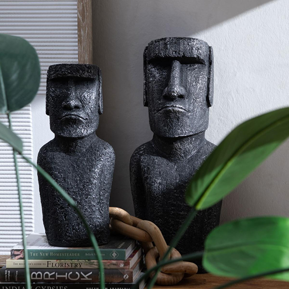Mudo Home Moai Statue Gri̇ Bi̇blo 12x18x44 Cm görseli 2