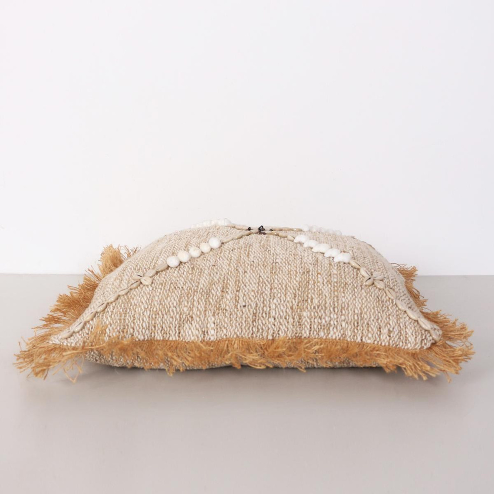 Mylamp Boho Deniz Kabuklu Doğal Keten Kırlent Kılıfı görseli 5