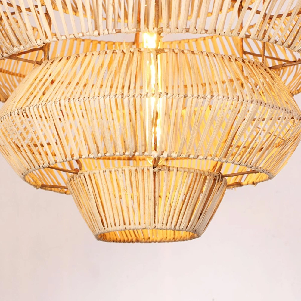 Mylamp Rattan Lucy Aydınlatma 60x60 Cm L Yapımı Doğal Avize görseli 4