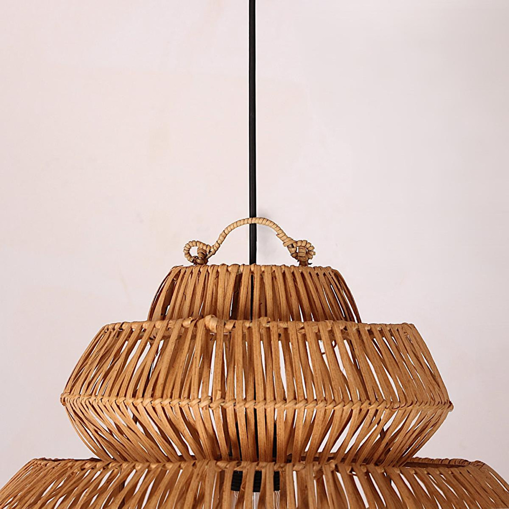 Mylamp Rattan Lucy Aydınlatma 60x60 Cm L Yapımı Doğal Avize görseli 3