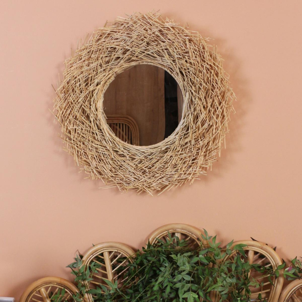 Mylamp Halo Doğal Rattan Ayna 61 Cm görseli 1