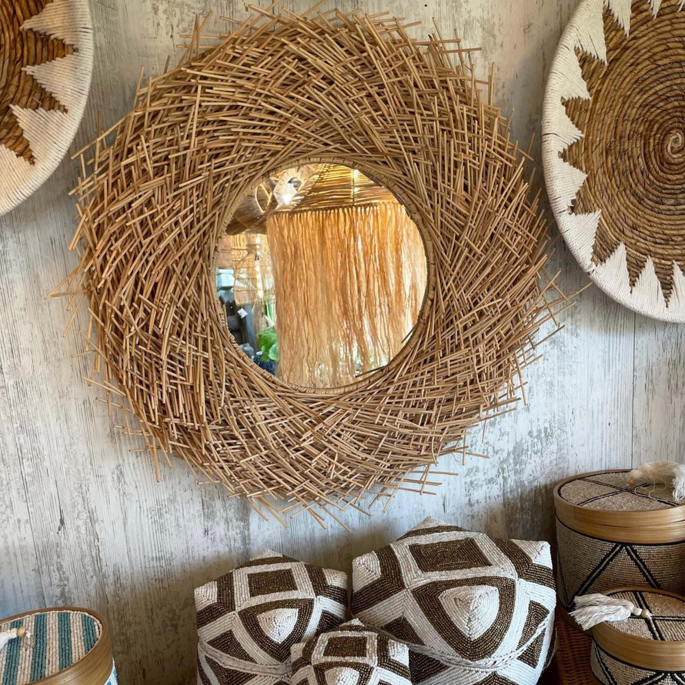 Mylamp Halo Doğal Rattan Ayna 61 Cm görseli 4