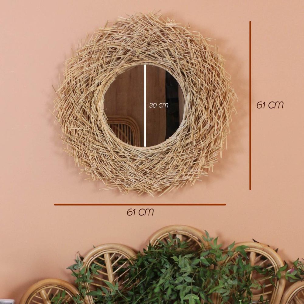 Mylamp Halo Doğal Rattan Ayna 61 Cm görseli 3
