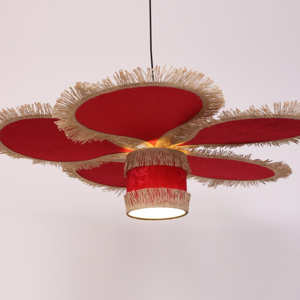 Mylamp Papatya Kadife Kumaş Avize 90 Cm 30 Cm görseli 3