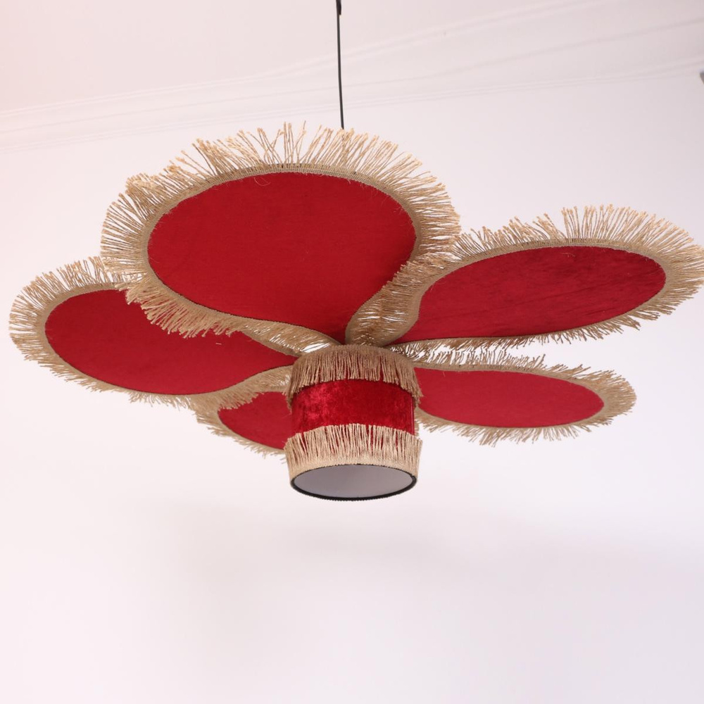 Mylamp Papatya Kadife Kumaş Avize 90 Cm 30 Cm görseli 4