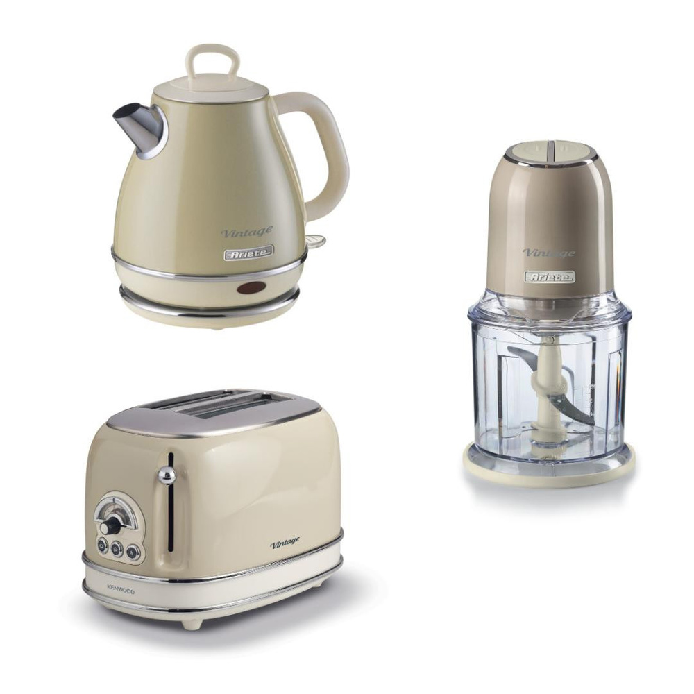 Ariete Vintage Bej 3'lü Kahvaltı Seti (su Isıtıcı Kettle + Doğrayıcı Rondo + Ekmek Kızartma Makinesi Özel Set) Khset08 görseli 1