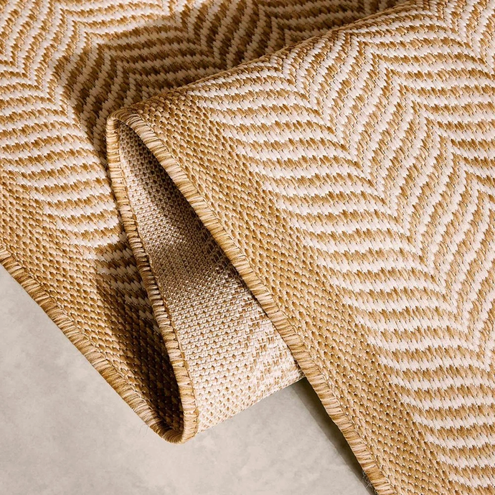 Ocean Home Textile Leke Tutmaz İç Dış Mekan Bej Renk Balıksırtı Halı Kilim 160 X 230 Cm görseli 3