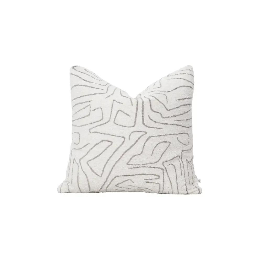 Penelope Elera Kırlent Kılıfı 45x45 Cm Ekru-gri görseli 1