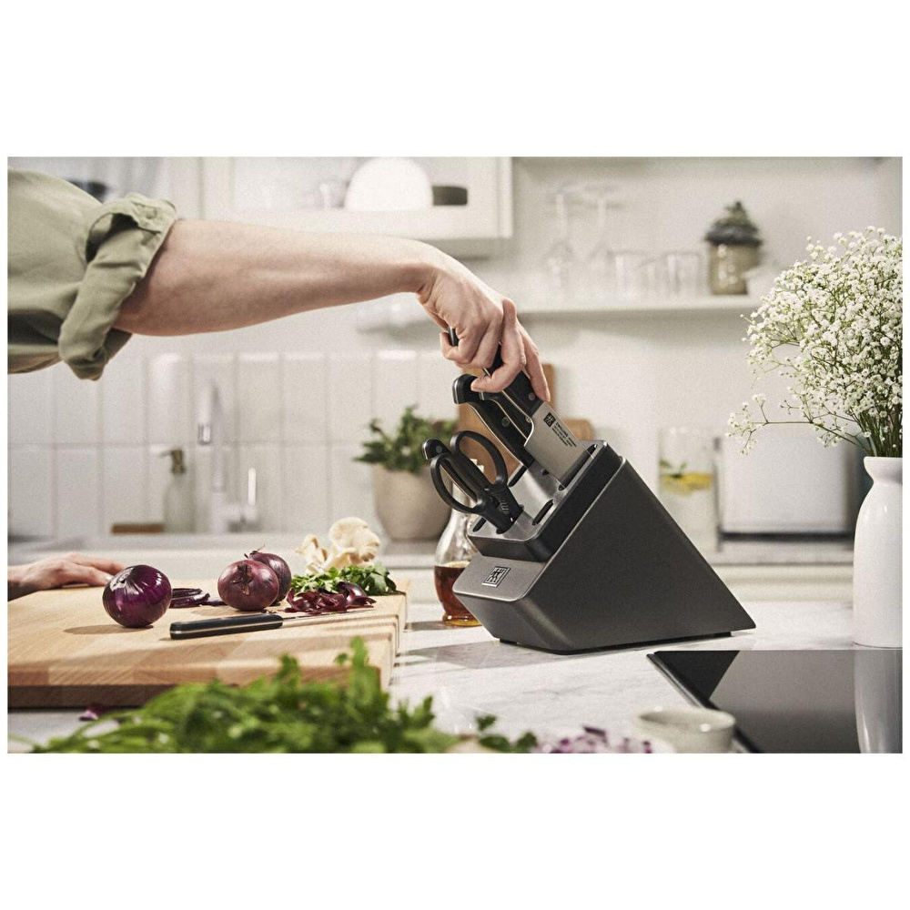 Zwilling Gourmet Blok Bıçak Seti Kendinden Bilemeli 7 Parça Antrasit görseli 4