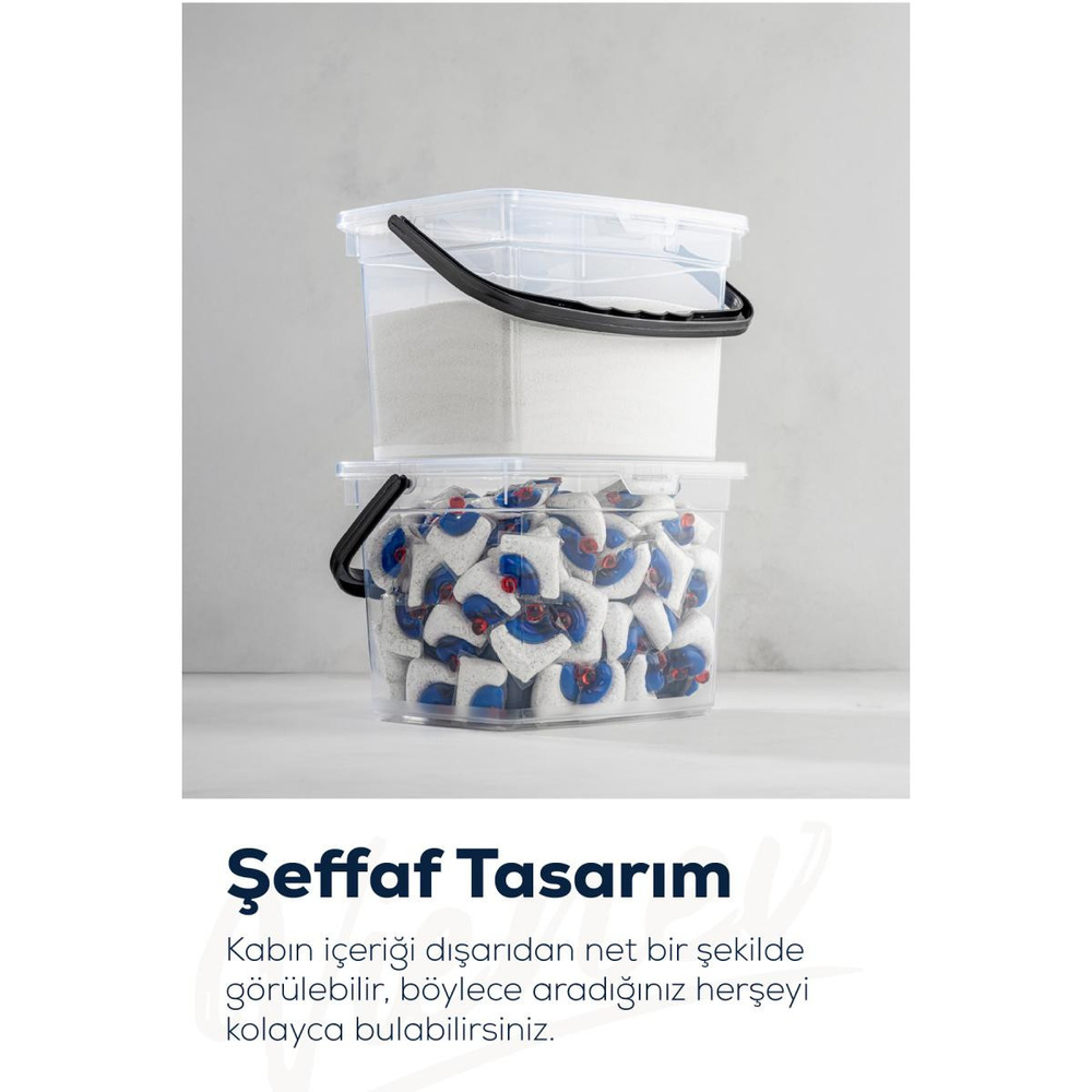 Vienev 2'li 4 Litre Beyaz Etiketli Deterjanlık Saklama Kutusu Kabı Beyaz görseli 2