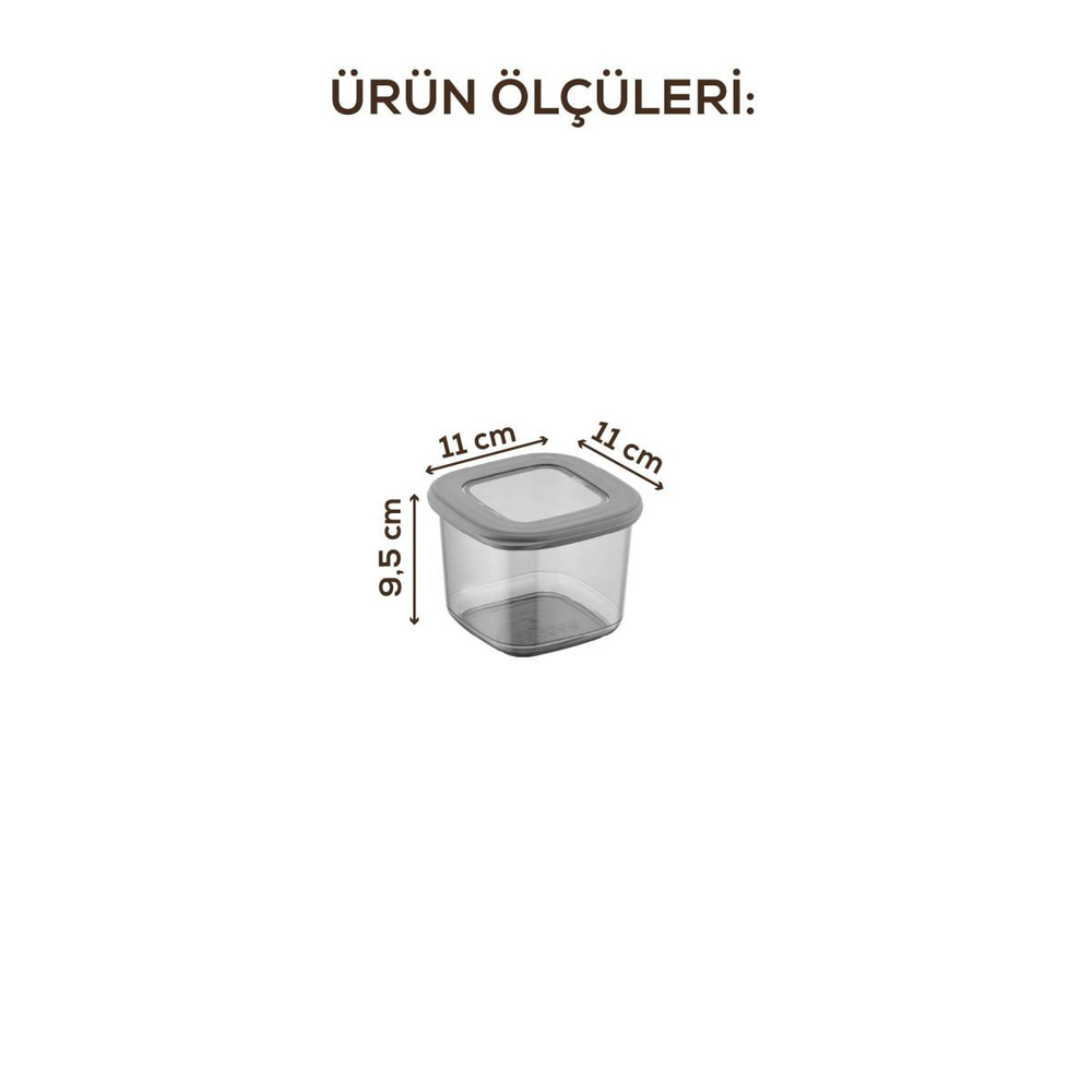 Vienev Etiketli Kaşıklı Foly Kare Erzak Saklama Kabı Seti 24lü 0,55 Küçük Boy Antrasit görseli 4