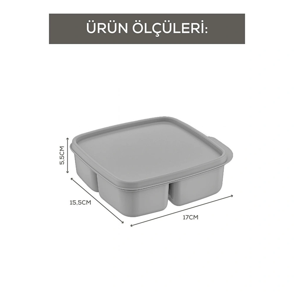Vienev 3'lü Set Bölmeli Kare Saklama Kabı Açık Gri görseli 3