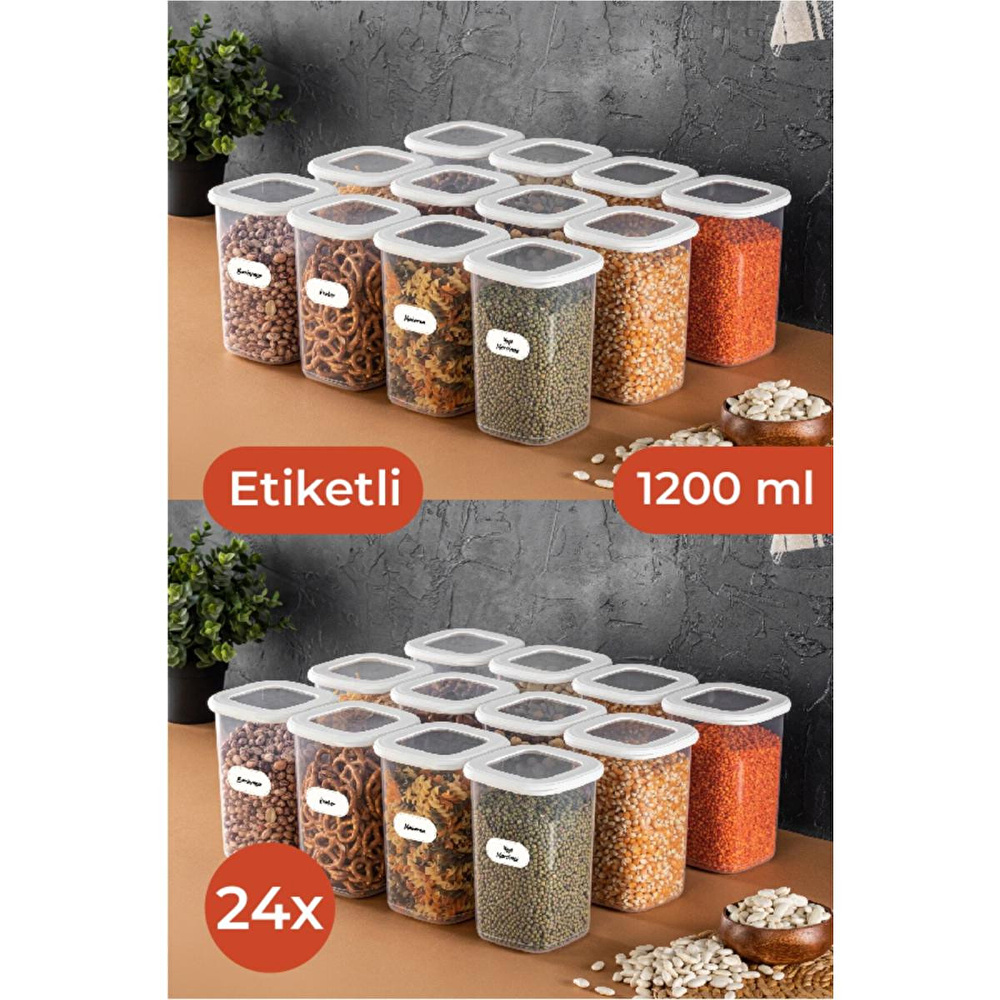 Vienev Etiketli Foly Kare Erzak Saklama Kabı Seti 24lü 1,2 Orta Boy Beyaz görseli 1
