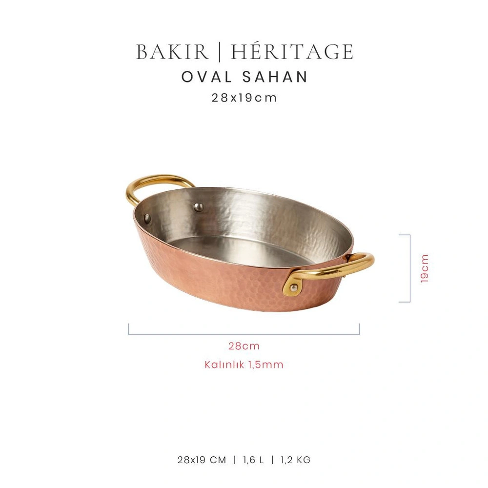 Voeux Héritage Koleksiyonu Bakır Dövmeli Oval Sahan 28 cm görseli 2