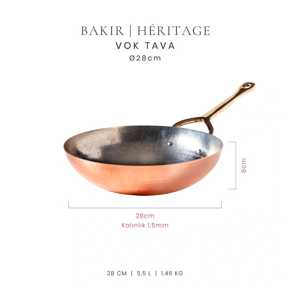 Voeux Héritage Koleksiyonu Bakır Vok Tava 28 cm görseli 2