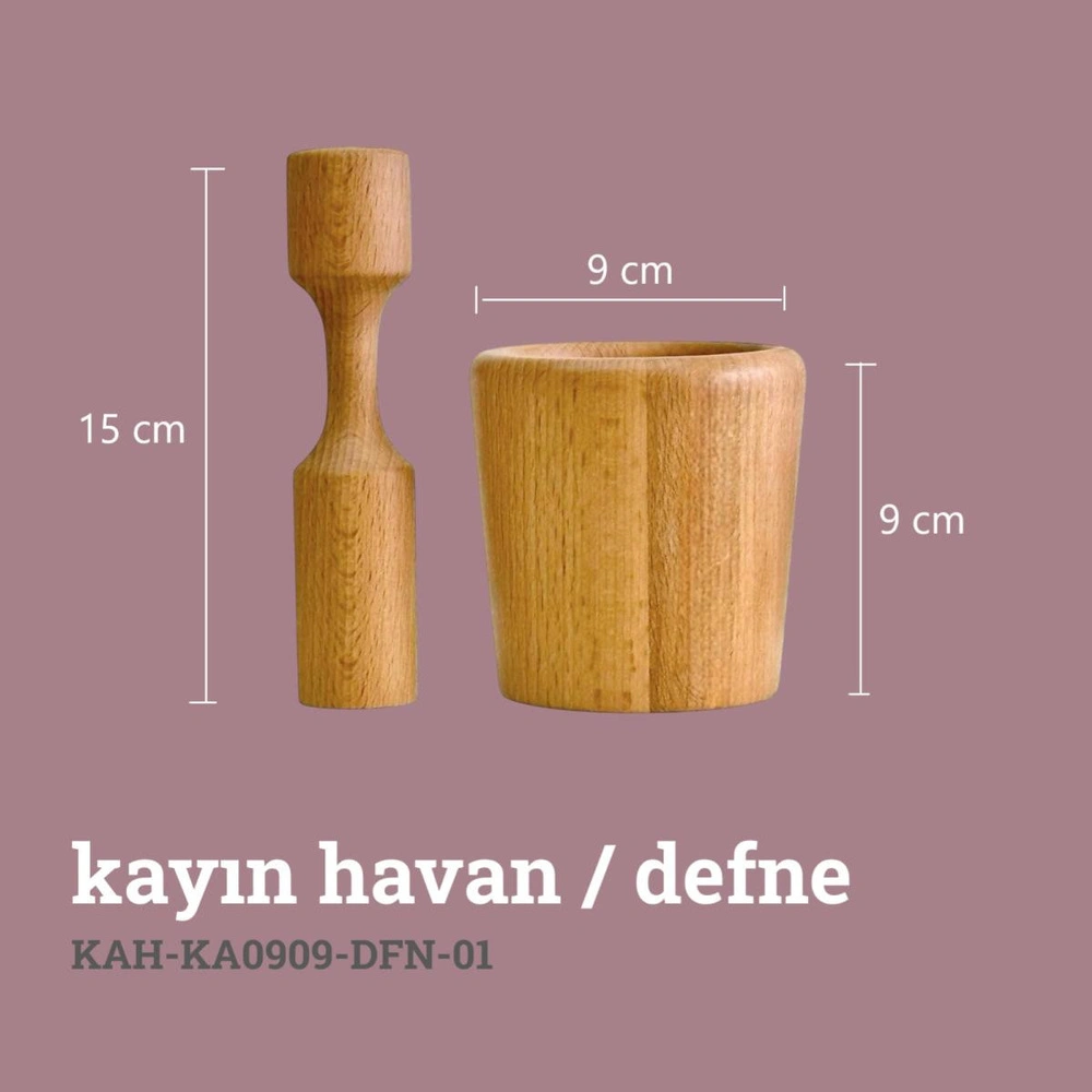 Kaf Ahşap Kayın Havan / Defne görseli 3