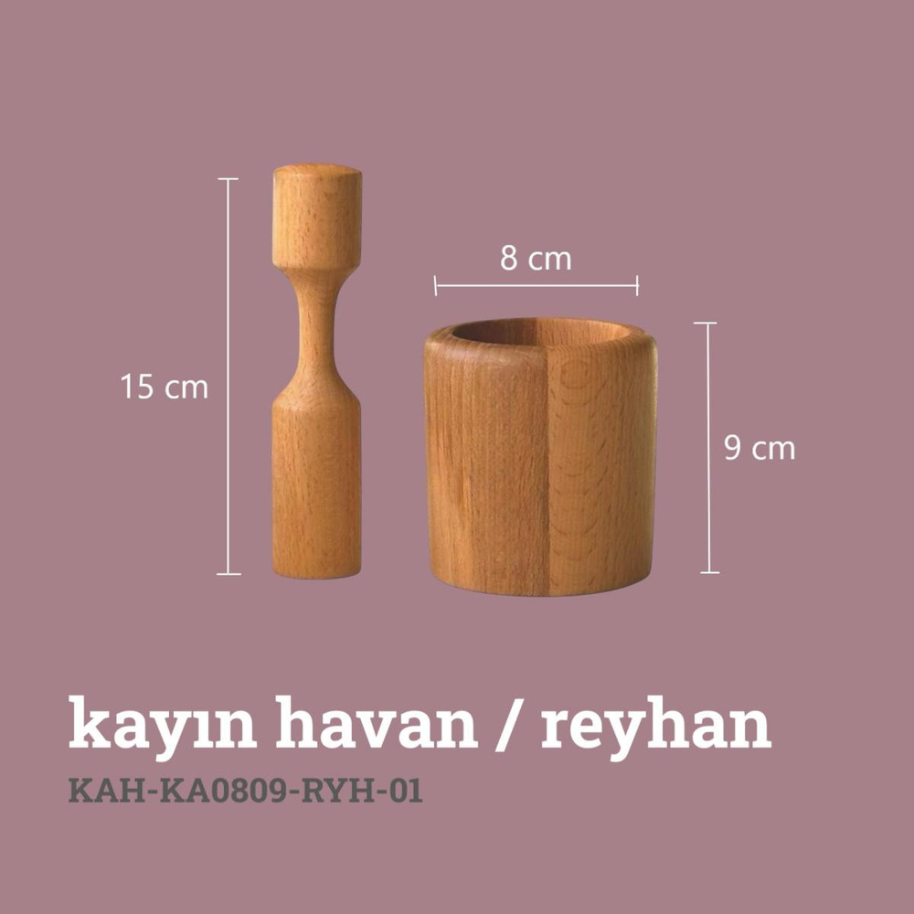 Kaf Ahşap Kayın Havan / Reyhan görseli 3