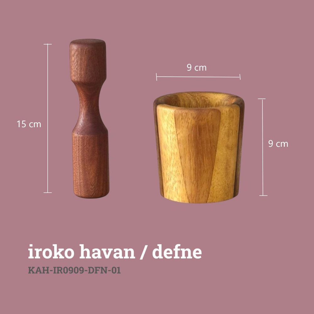 Kaf Ahşap İroko-Sapelli Havan / Defne görseli 3