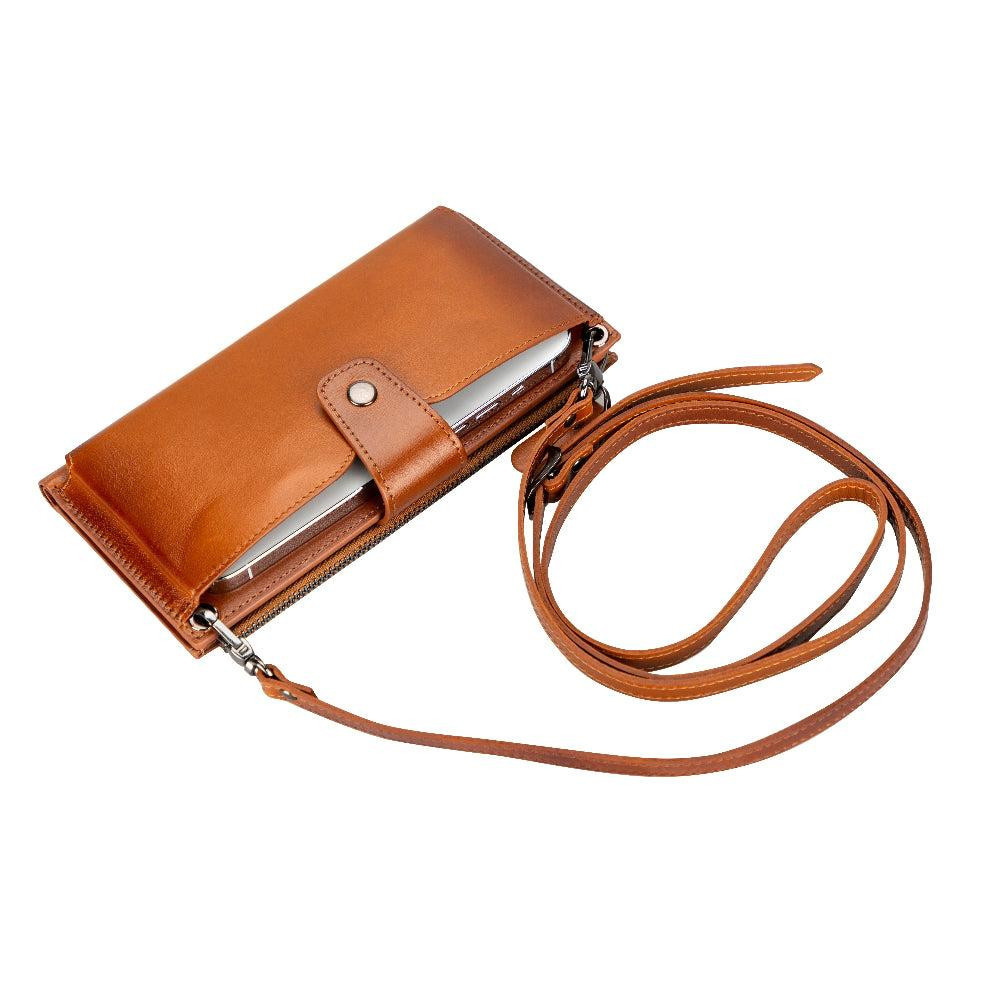 Bloominbag Lozan Strap Cognac Tan Gerçek Deri Çapraz Askılı Telefon Bölmeli Cüzdan Çanta görseli 1