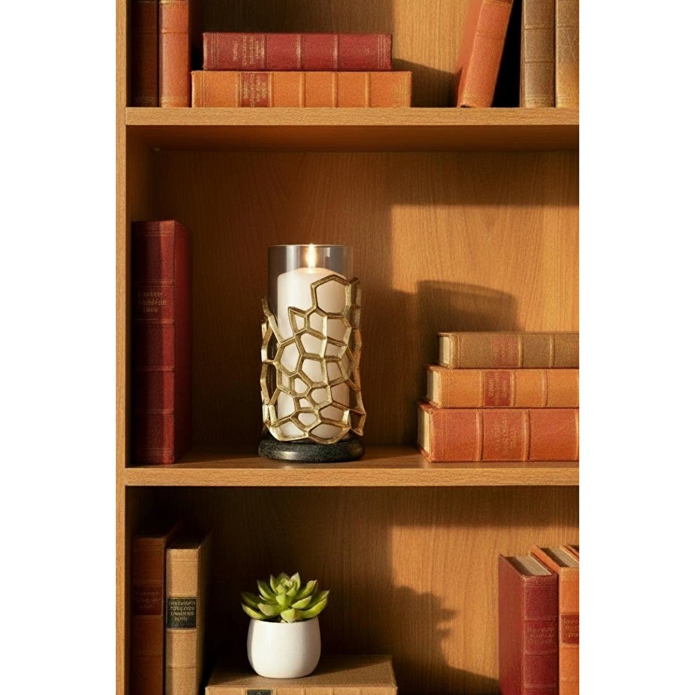 Cornella Pillar Antik Gold Gri Ombreli Cam Mumluk görseli 6