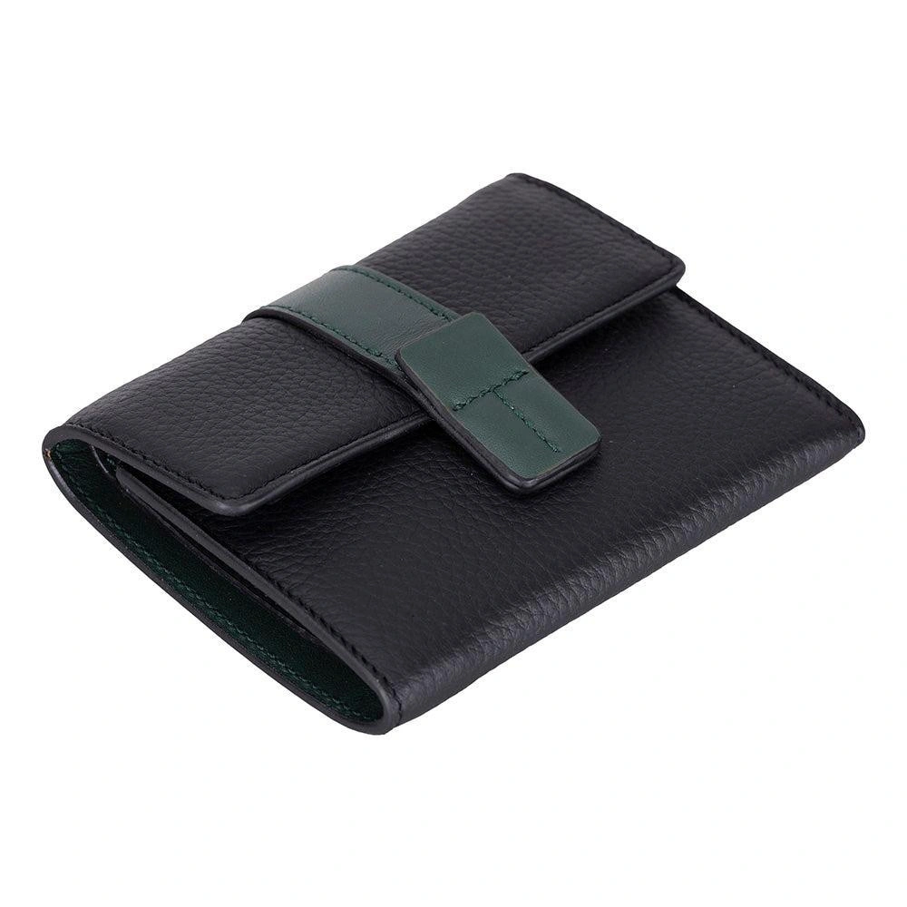 Bloominbag Liora Colorband Deri Kadın Cüzdan – Siyah & Zümrüt Yeşili görseli 4