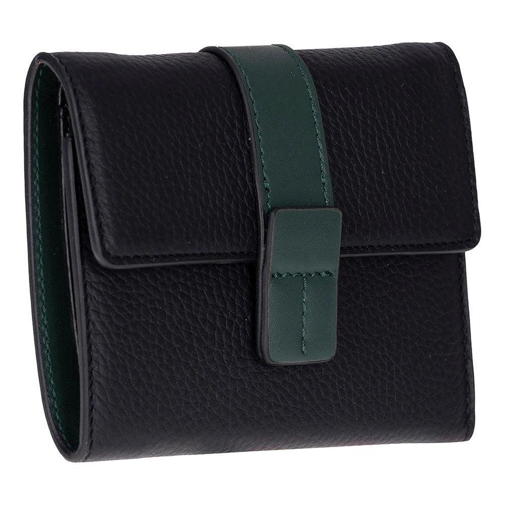 Bloominbag Liora Colorband Deri Kadın Cüzdan – Siyah & Zümrüt Yeşili görseli 1