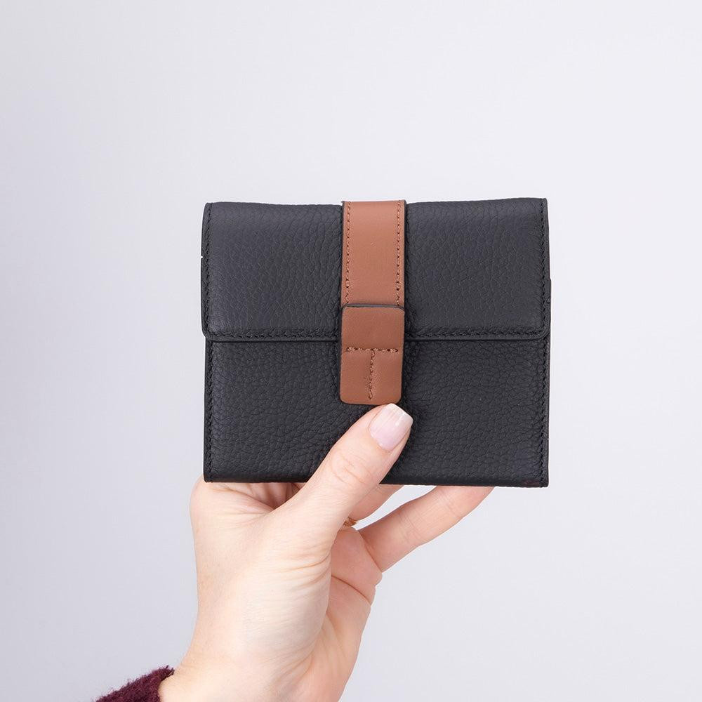 Bloominbag Liora Colorband Deri Kadın Cüzdan – Siyah & Karamel görseli 5
