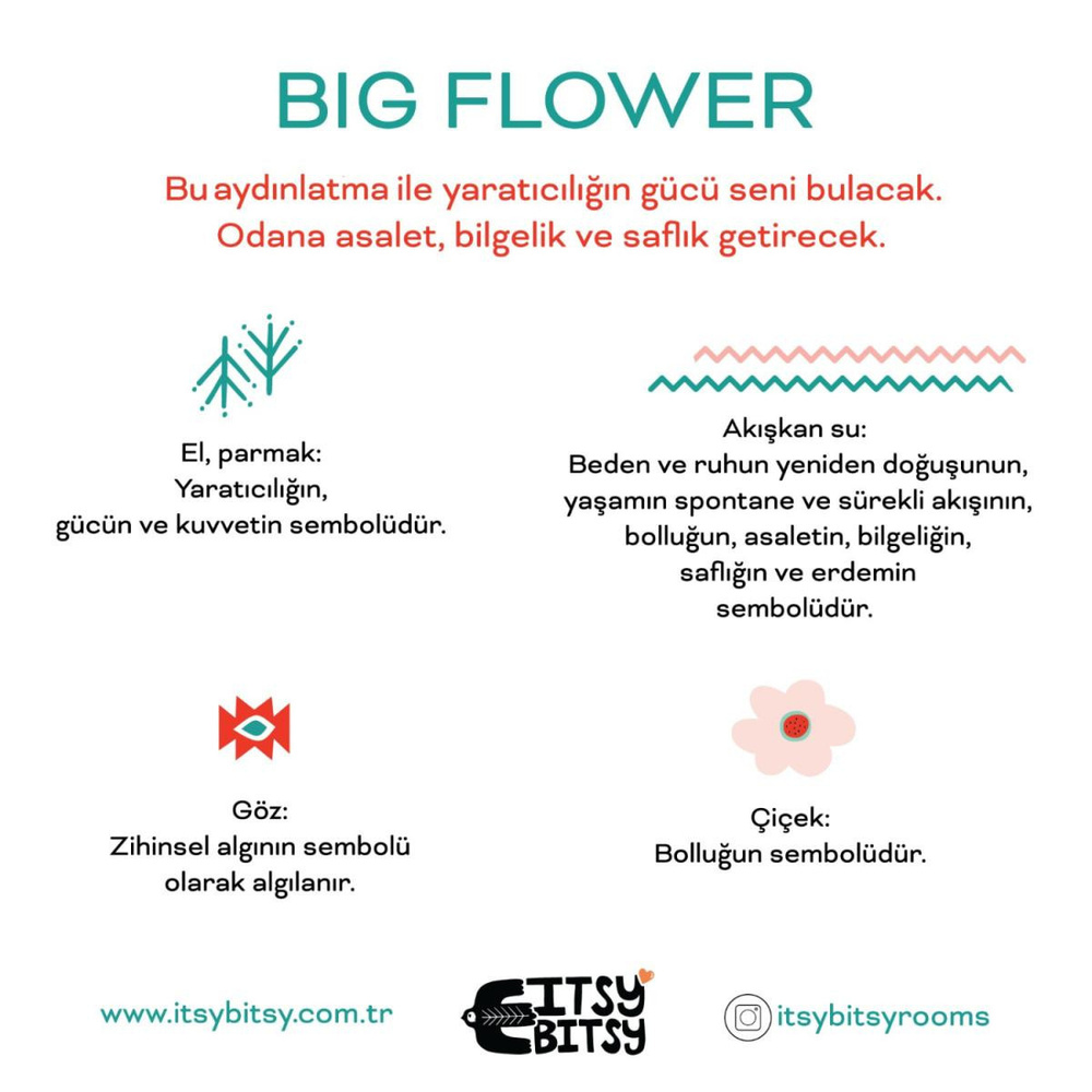 Itsy Bitsy Kids Big Flower Başucu Aydınlatma Başlığı, Pembe, 16x20cm görseli 4