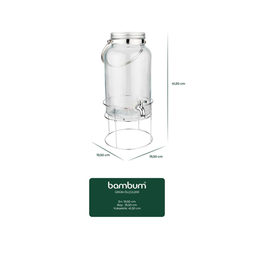 Bambum Crystal Metal Standlı Cam Sebil 6l görseli 4