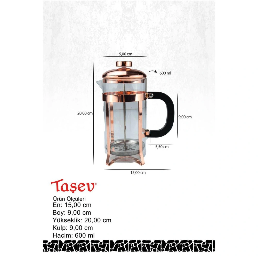 Bambum Taşev Holmes French Press Set 600 Ml görseli 2
