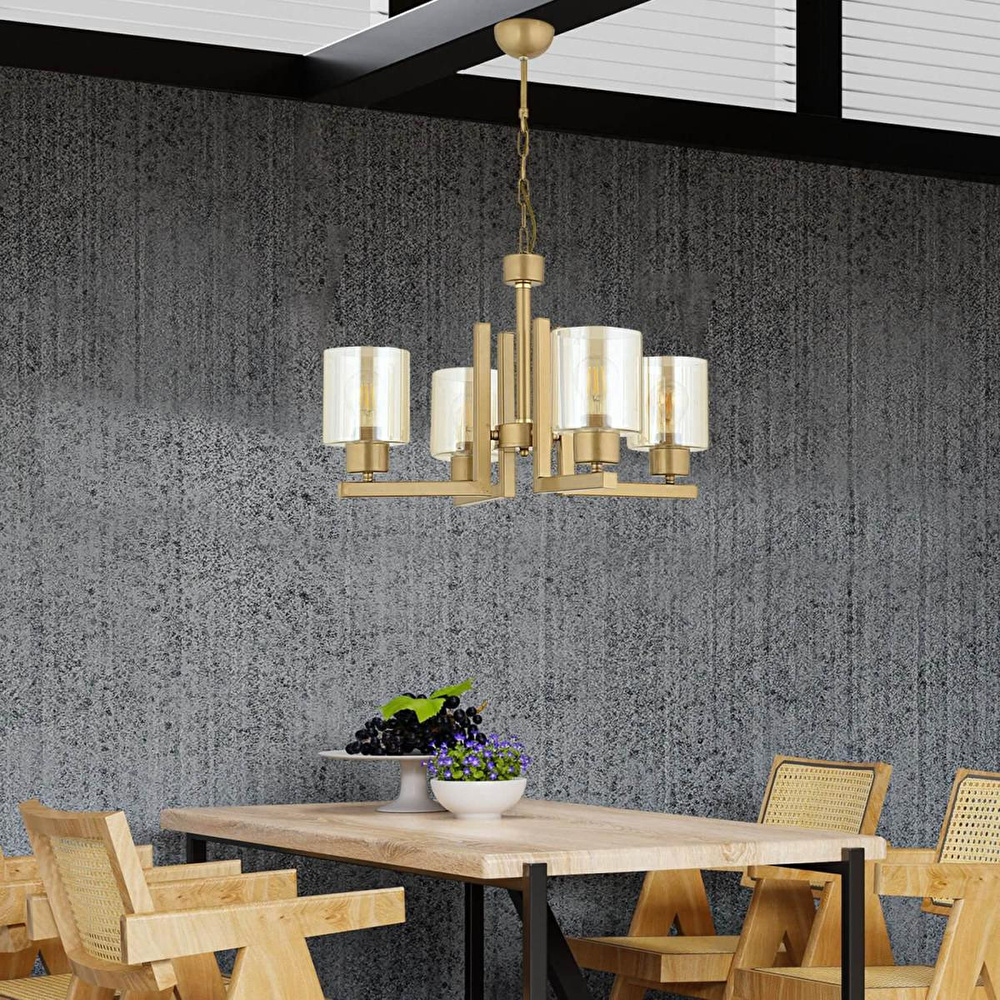 Apliqa Tasse 4 Lü Eskitme Boyalı Avize Bal Camlı Modern Genç Odası Yatak Odası Salon Avize görseli 3