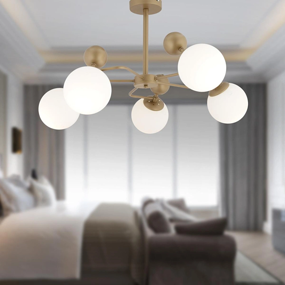 Apliqa Florit 5'li Eskitme Beyaz Camlı Modern Mutfak Yatak Odası Salon Avize görseli 1