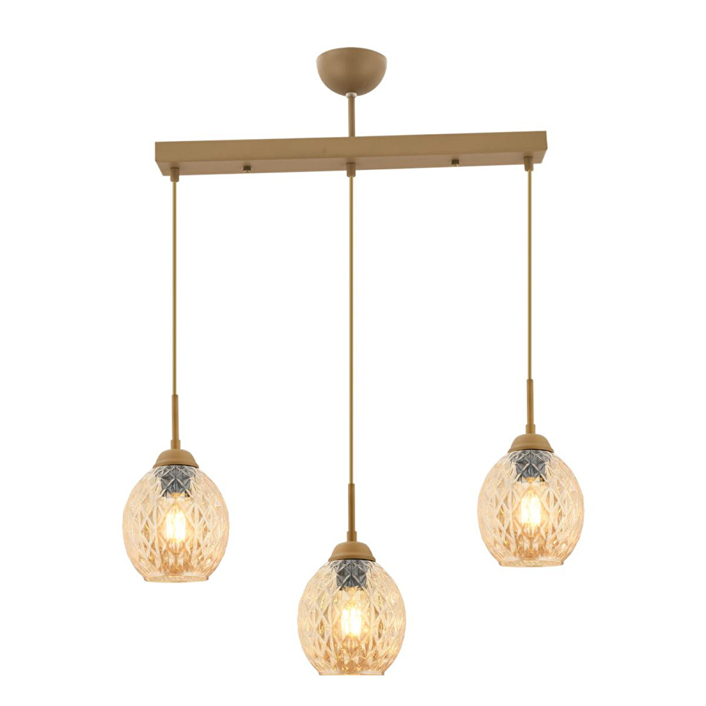 Apliqa Nino 3lü Sıralı Eskitme Modern Sarkıt Oturma Odası Salon Sarkıt Avize görseli 2