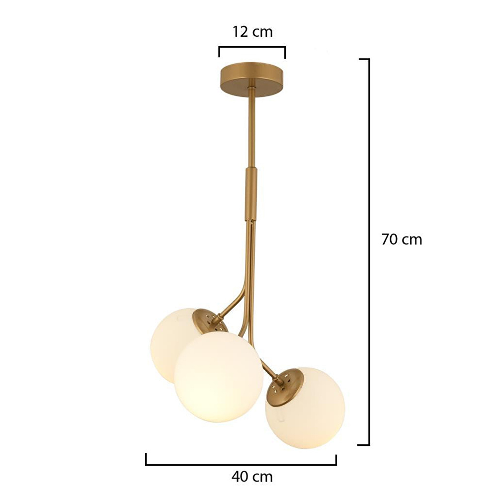 Apliqa Artel 3lü Eskitme Top Avize Modern Sarkıt, Mutfak Yatak Odası Salon Avize görseli 5