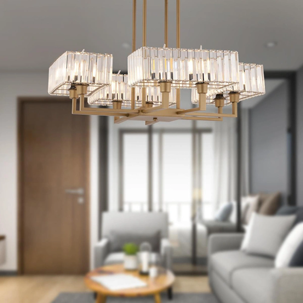 Apliqa Brambles 8'li Eskitme Kristalli Taşlı Modern Tasarım Kristal Salon Avize görseli 1