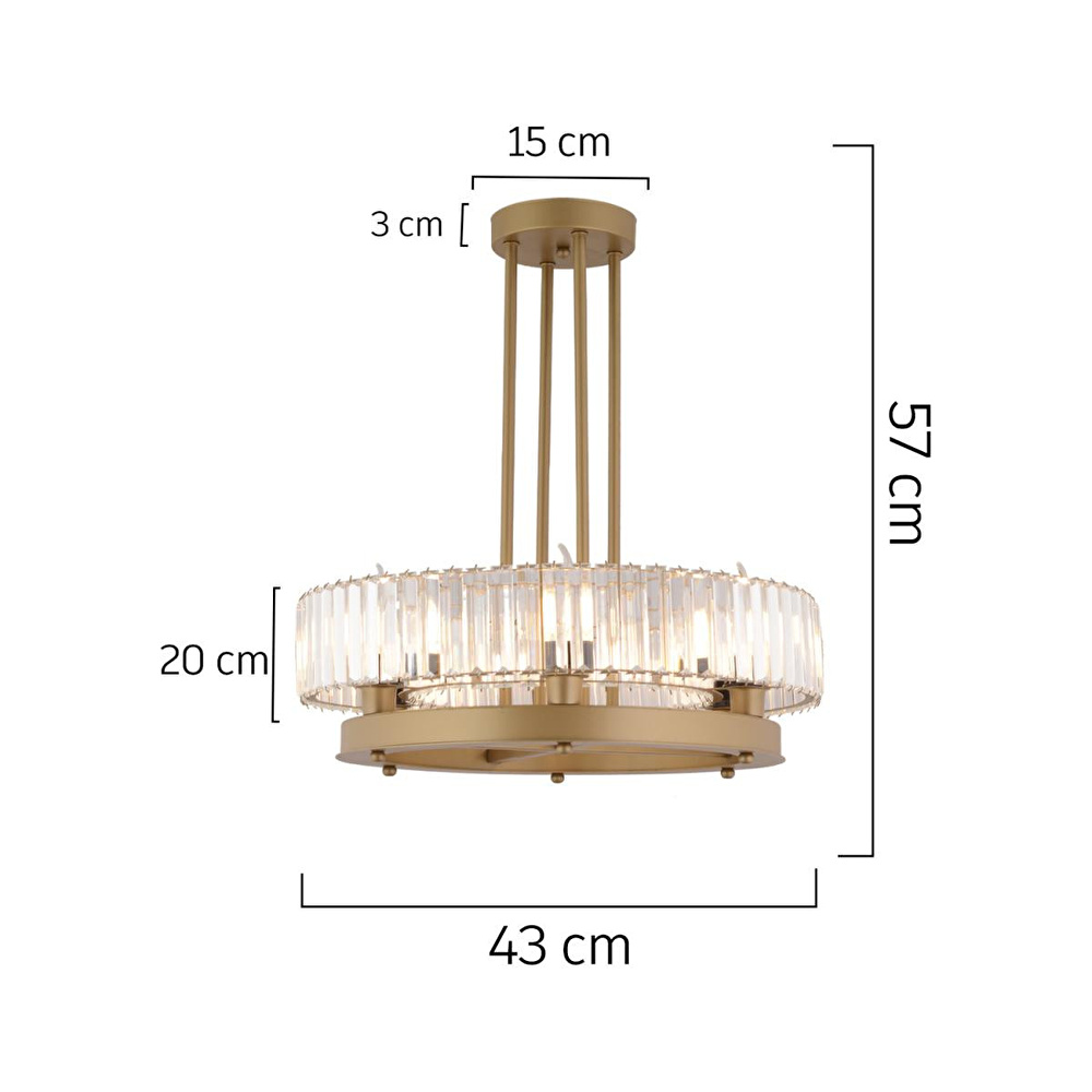 Apliqa Azalea 6lı Eskitme Kristalli Taşlı Modern Tasarım Kristal Büyük Salon Avize görseli 4