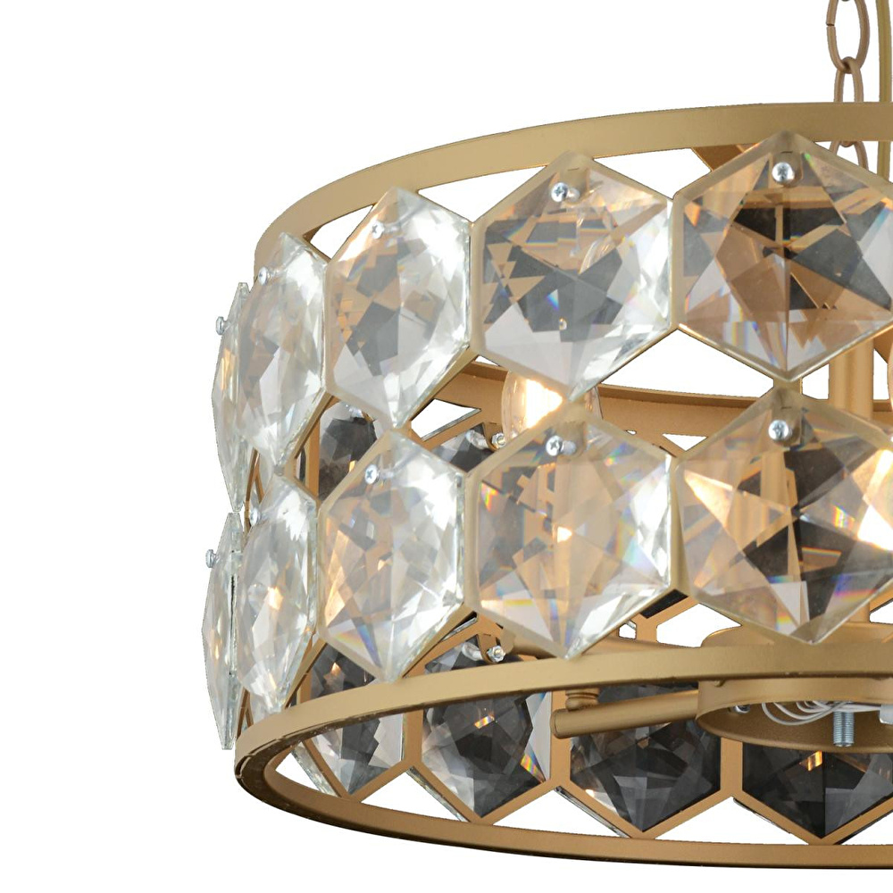 Apliqa Roman 5'li Yuvarlak Eskitme Kristalli Taşlı Modern Tasarım Kristal Salon Avize görseli 4