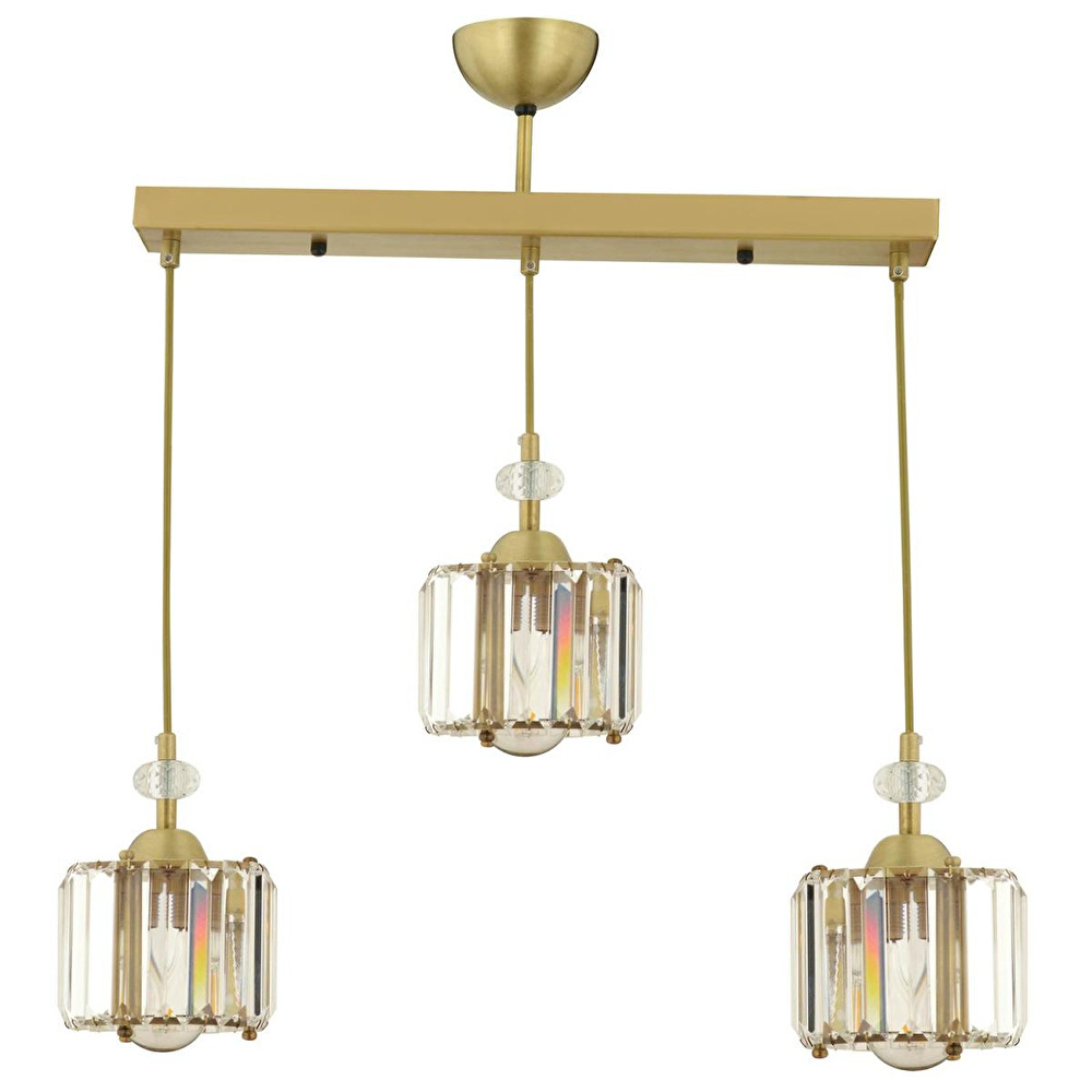 Apliqa Bonita Eskitme 3 Lü Sıralı Kristalli Taşlı Modern Tasarım Kristal Salon Sarkıt Avize görseli 2