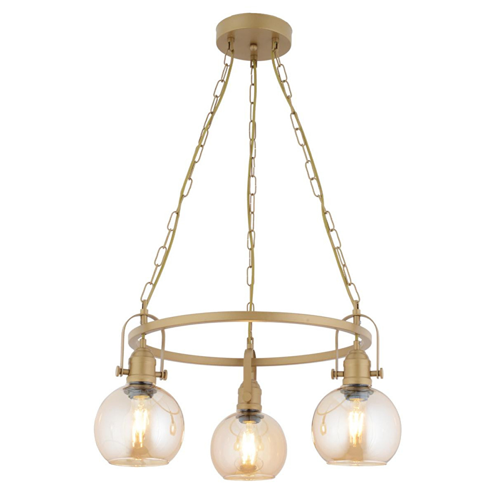 Apliqa Cherish 3'lü Yuvarlak Eskitme Bal Camlı Modern Oturma Odası Salon Avize görseli 2