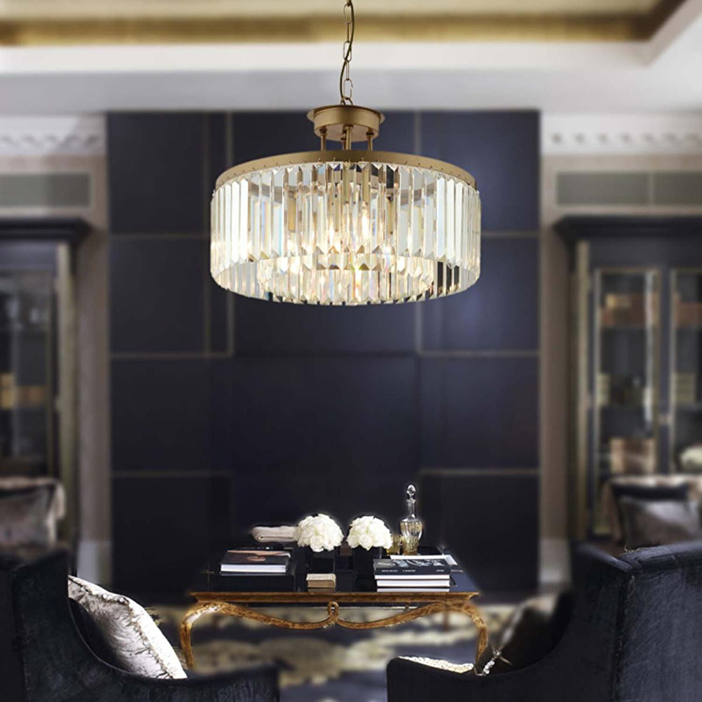 Apliqa Kanvas 45'lik Eskitme Kristalli Taşlı Modern Tasarım Kristal Salon Avize görseli 1