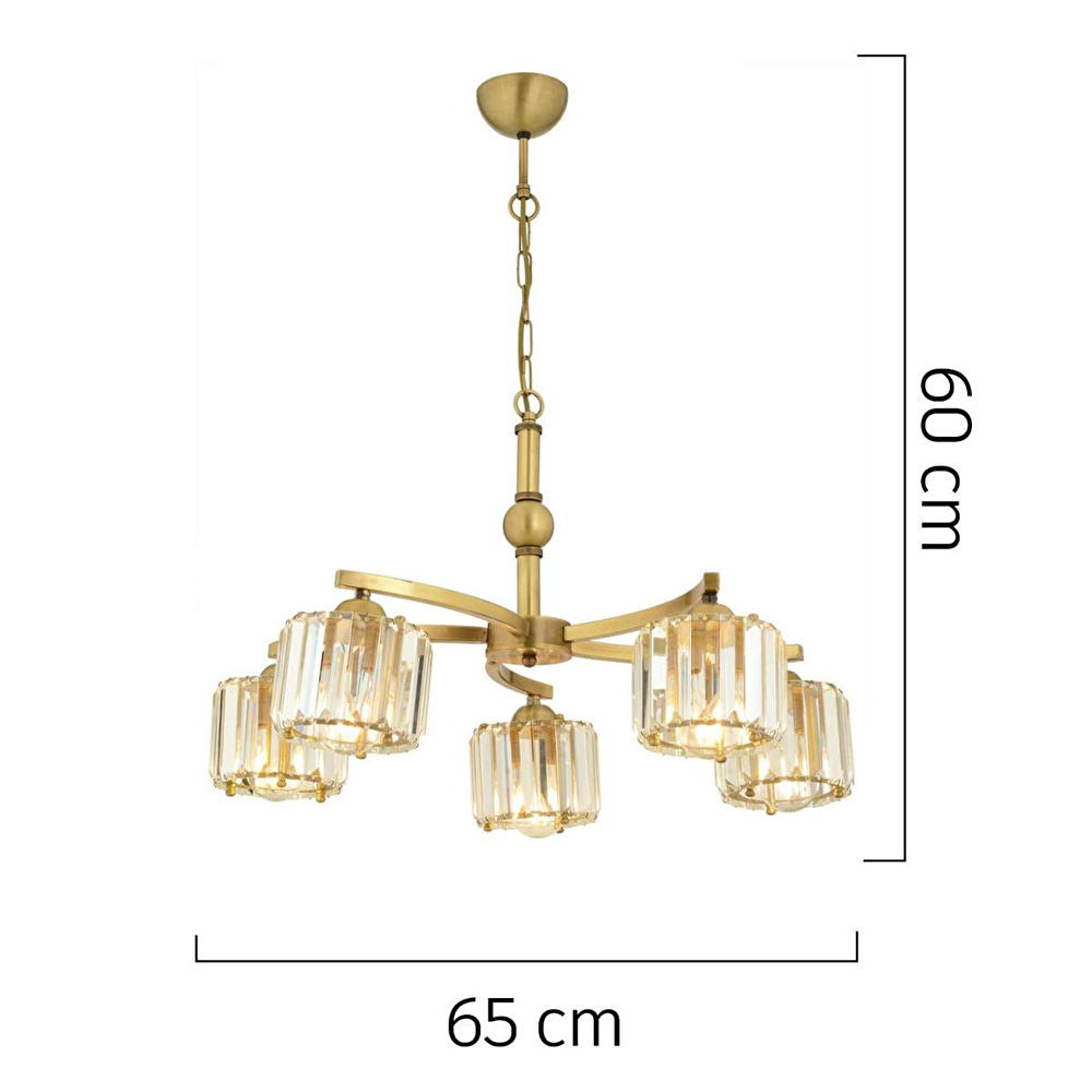 Apliqa Amir 5 Kollu Eskitme Kristalli Taşlı Modern Tasarım Kristal Salon Avize görseli 3